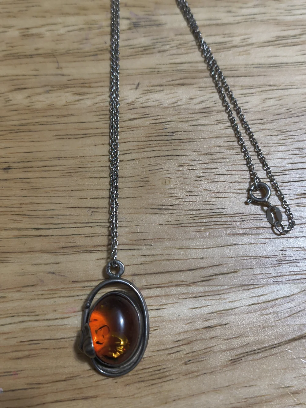Vintage Sterling Silver Navajo Native American Baltic Amber Necklace 18